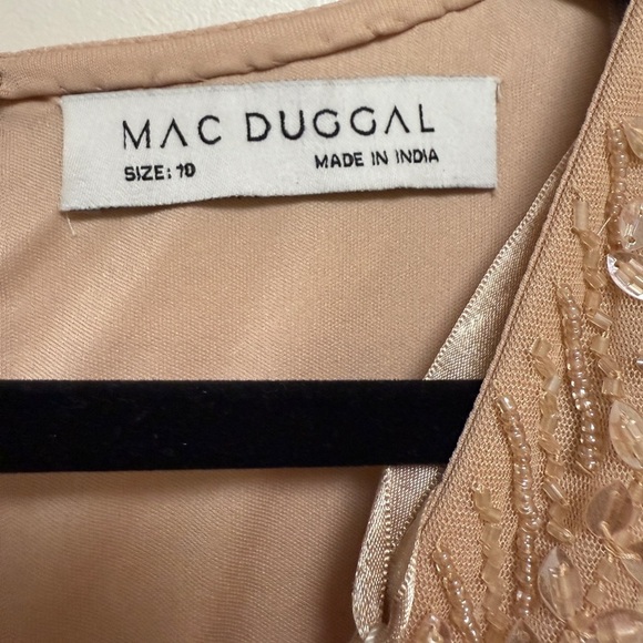 NWT | Mac Duggal 35109 Nude Pink Embellished Flutter Sleeve Gown Size 10 - Picture 9 of 13